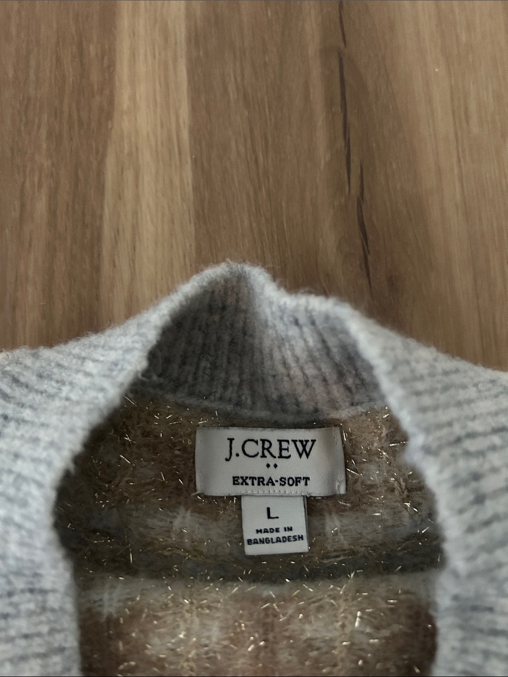 J. Crew Gray Fair Isle Crewneck Sweater with Cream and Tan Pattern - Picture 3 of 3